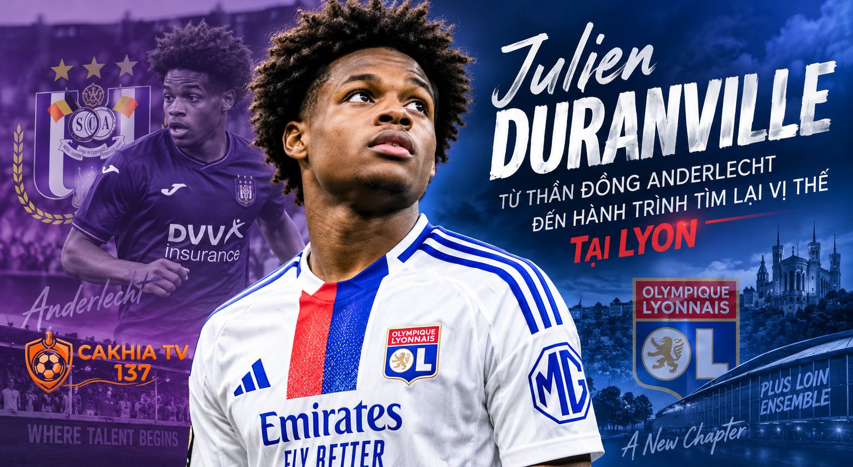 Julien Duranville: Từ thần đồng Anderlecht đến hành trình tìm lại vị thế tại Lyon