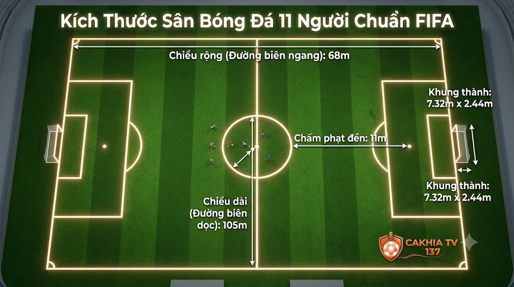Kích Thước Sân Bóng Đá Tiêu Chuẩn (11, 7, 5 Người) Cập Nhật Mới Nhất